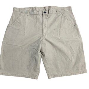 Dickies Relaxed Fit Twill Shorts 42 Beige Khaki Multi Use Pocket Button Zip